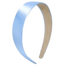 1.15 Inch Light Blue Satin Silk Headband Women Non Slip DIY Plain Hairband