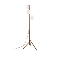 Stehlampe Holz Glas Weiß G9 3-Flammig Tripod Nuss Modern Stilvoll Cm Stehleuchte