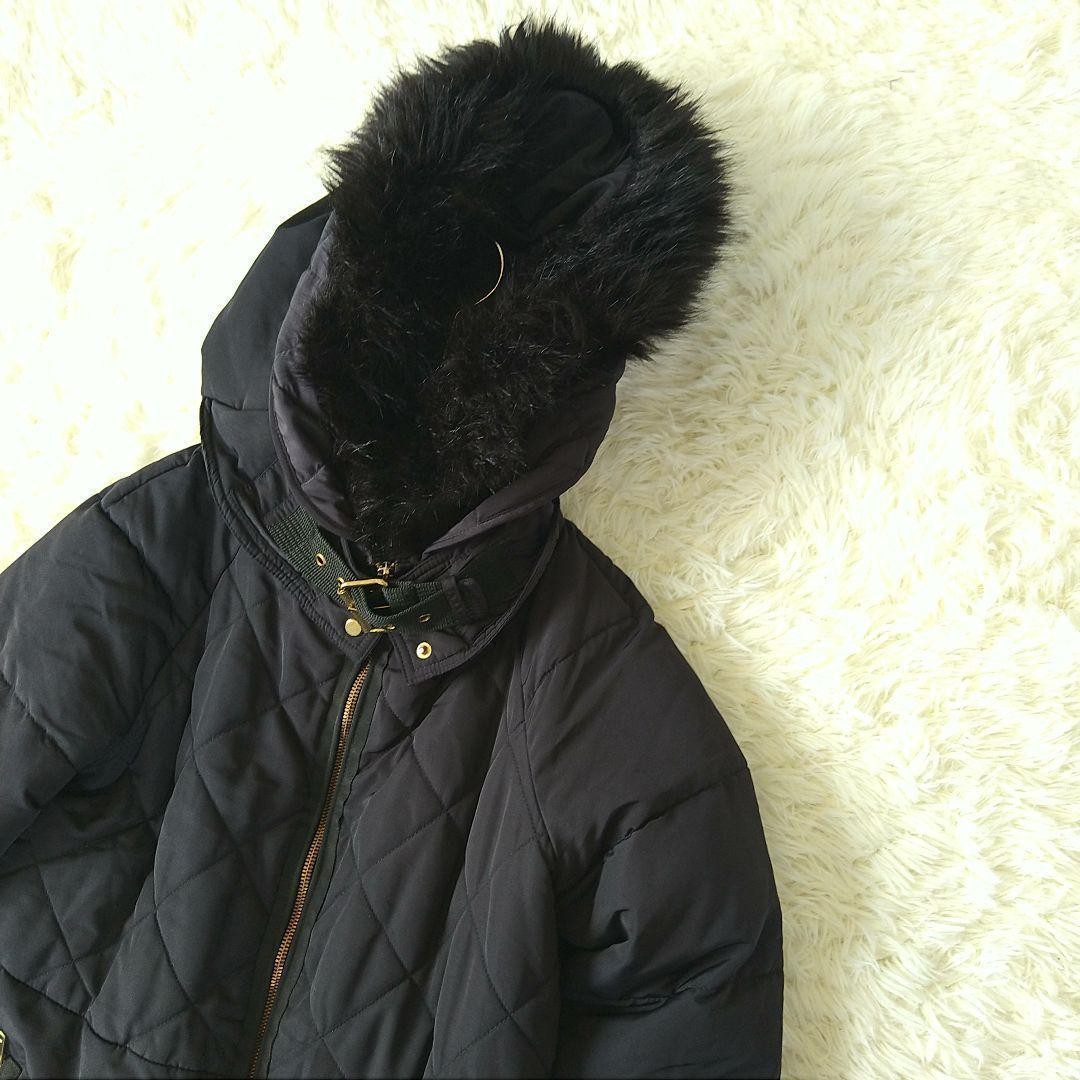 ZARA BASIC Fur Hooded Down Jacket M Quilting Black - image 3