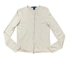 Vintage Saks Fifth Avenue 100% Cashmere Ivory Cardigan Size Small