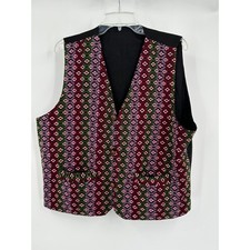 Womens Boho Vest Size XL Tapestry Folk Geometric Festival Vintage Cottagecore