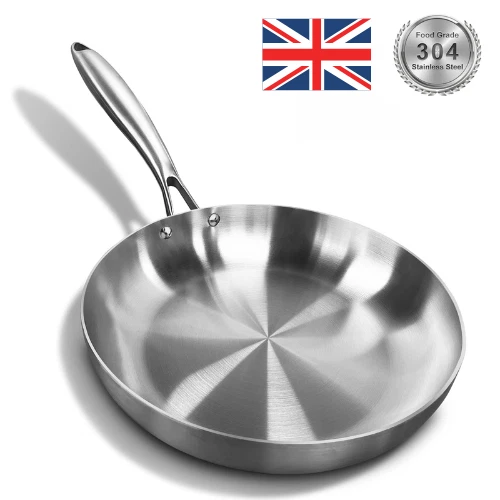 Stainless Steel Frying Pan Tri-Ply 22cm 24cm 26cm 28cm 30cm – Gas & Induction UK