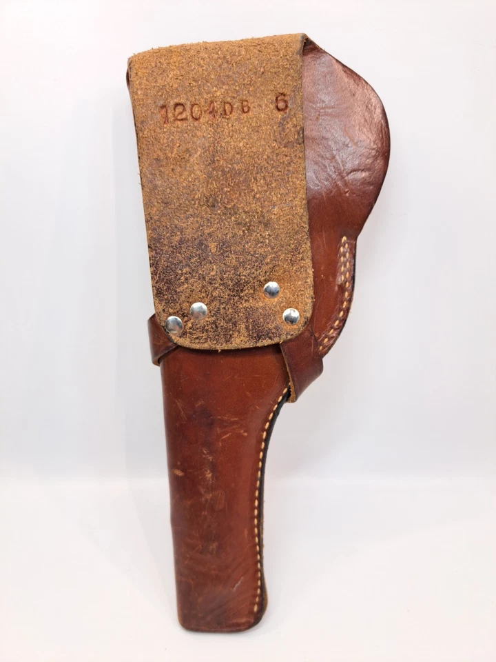 VINTAGE RED HEAD RIGHT HANDED BROWN LEATHER BELT HOLSTER 42 COLT - Image 3 of 4