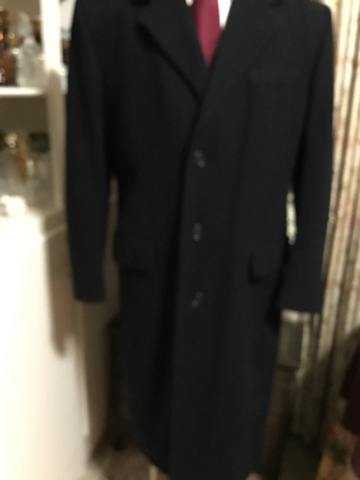 Abrigo de invierno Jos A Bank 42 vintage de lana azul marino con etiqueta roja para hombre Foto 3 de 4