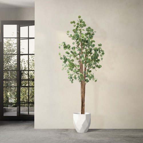 Eucalipto artificial decorativo 210cm realista árbol plástico interior/exterior - Imagen 8 de 9