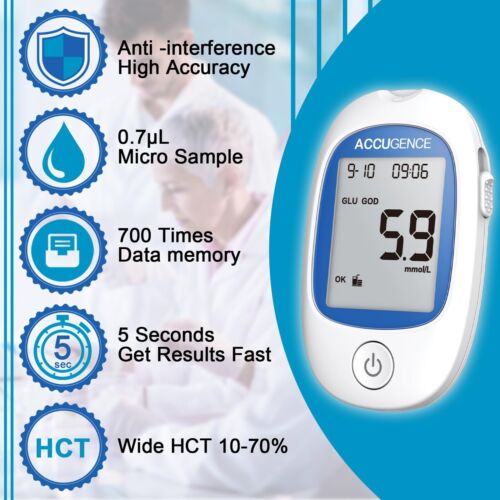 ACCUGENCE 3in1 Blood Glucose Meter With 50 Blood Glucose Test Strips 30 Lancets - Picture 3 of 7
