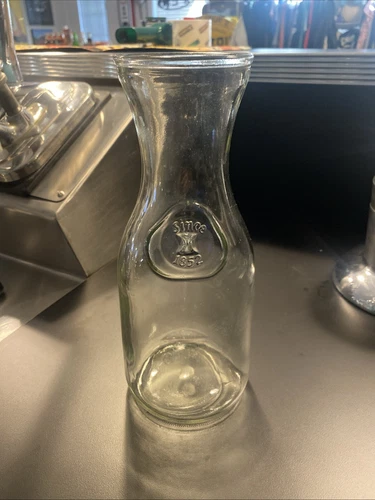 Vintage Embossed Paul Masson ' Since 1852 ' Glass Bottle Jug Carafe Decanter