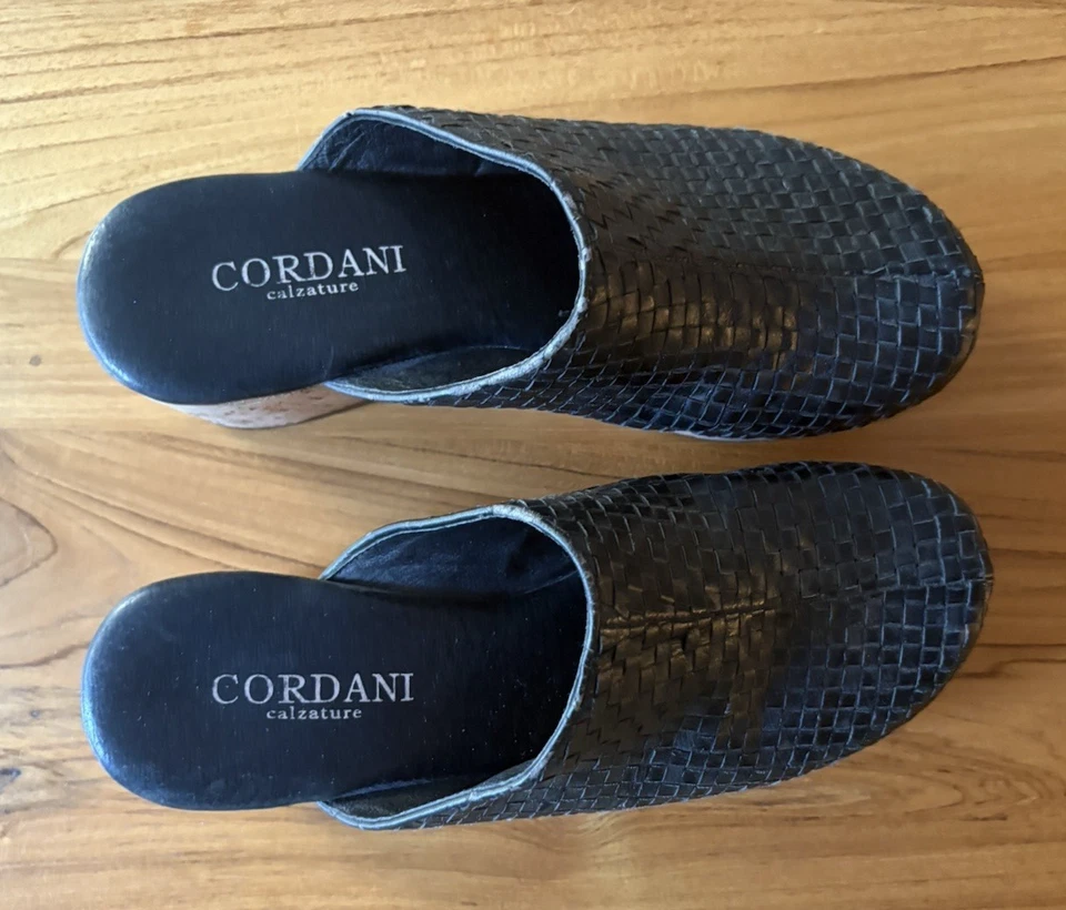 Zuecos Cordani CARMA-2 para mujer tejidos de cuero negro talla 38 (US 7,5-8) sin cordones Foto 3 de 4