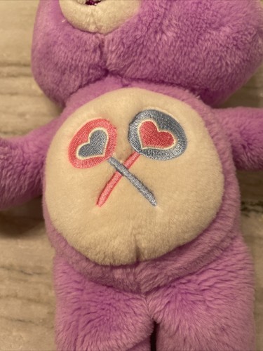 Care Bear 2007 Share Bear 13" Purple Stuffed Plush Lollipops & Hearts - Picture 2 of 12