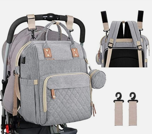 Collapsible Maternity Travel Baby Diaper Backpack Bag with USB, Insulated Bottle - Picture 11 of 13