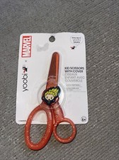 Captain Marvel Yoobi Kids School Scissors with Cover, New