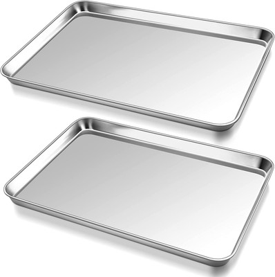 P&P CHEF Baking Sheet Pan Set of 2, Stainless Steel Baking Cookie Sheets Oven 