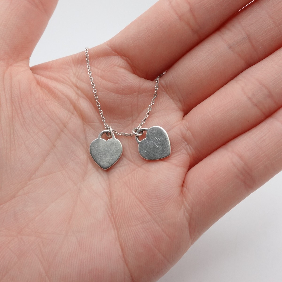 Tiffany & Co. Return to Sterling Silver Pink Double Heart Tag Mini