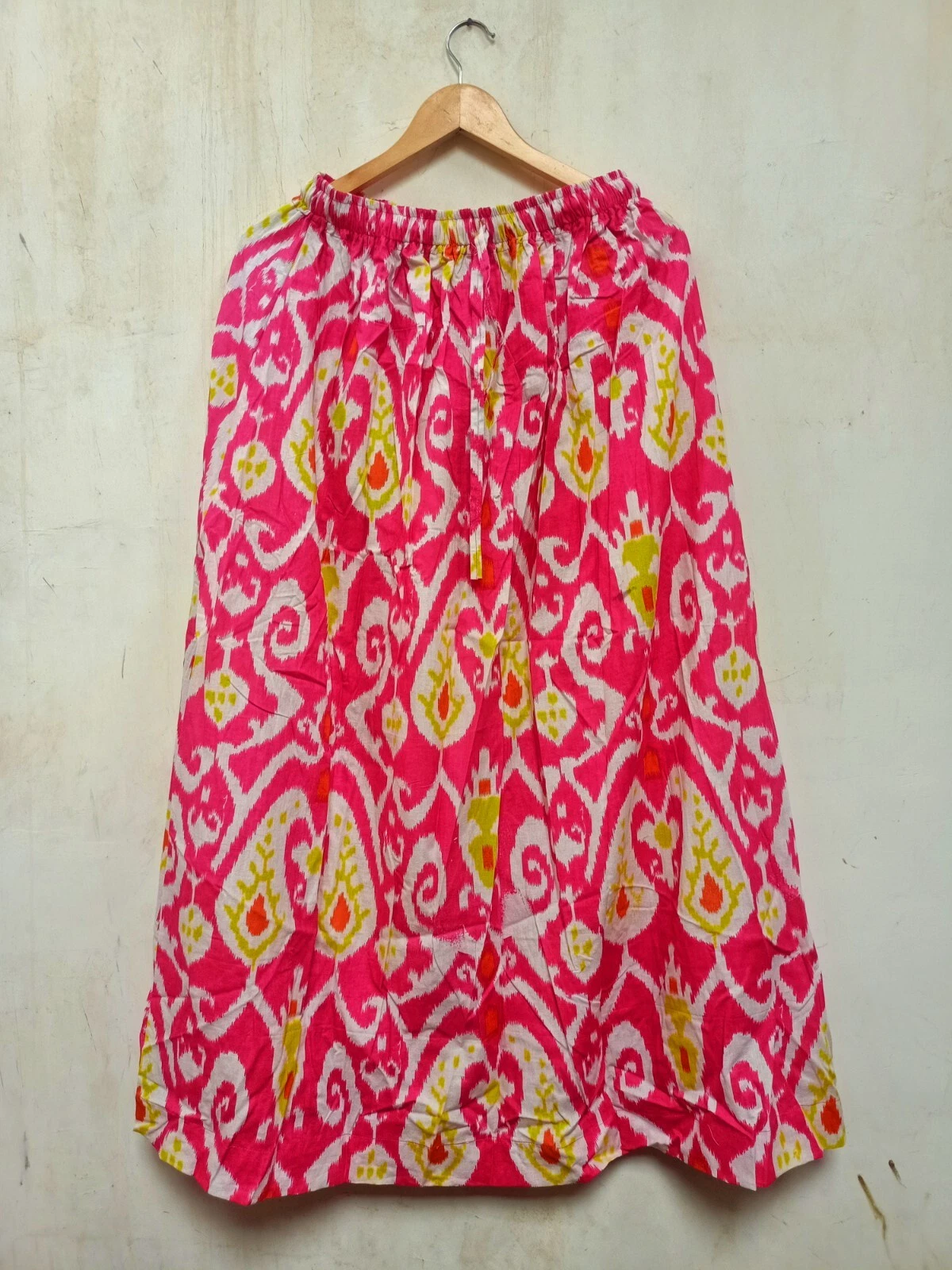 Indian Long Cotton Pink Ikat Printed Skirts Women's Clothing Partywear Skirts US