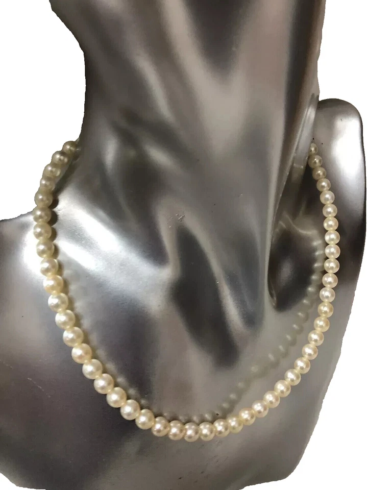 AAA+ COLLANA di PERLE AKOYA GIAPPONE 6 mm ACQUA SALATA ROTONDE CREMA ARGENTO 925 - Immagine 4 di 4