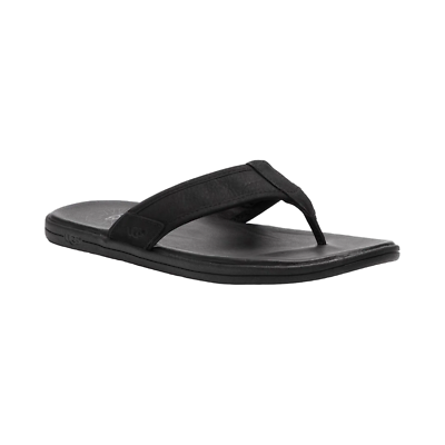 Mens UGG Seaside Flip Sandals - Black Leather, Size 13 M US  display picture 2