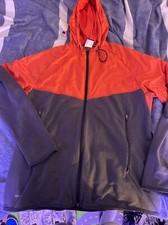 Kids Nike Running Zip Up Hooded Jacket Sz L Orange Grey Dri Fit Unisex