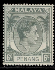 MALAYSIA - Penang GVI SG8, 6c grey, M MINT.