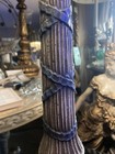 Vintage French Empire Bouilotte Table Lamp w/ Blue Striped Shade Tall 3 Lite 35” — photo 7