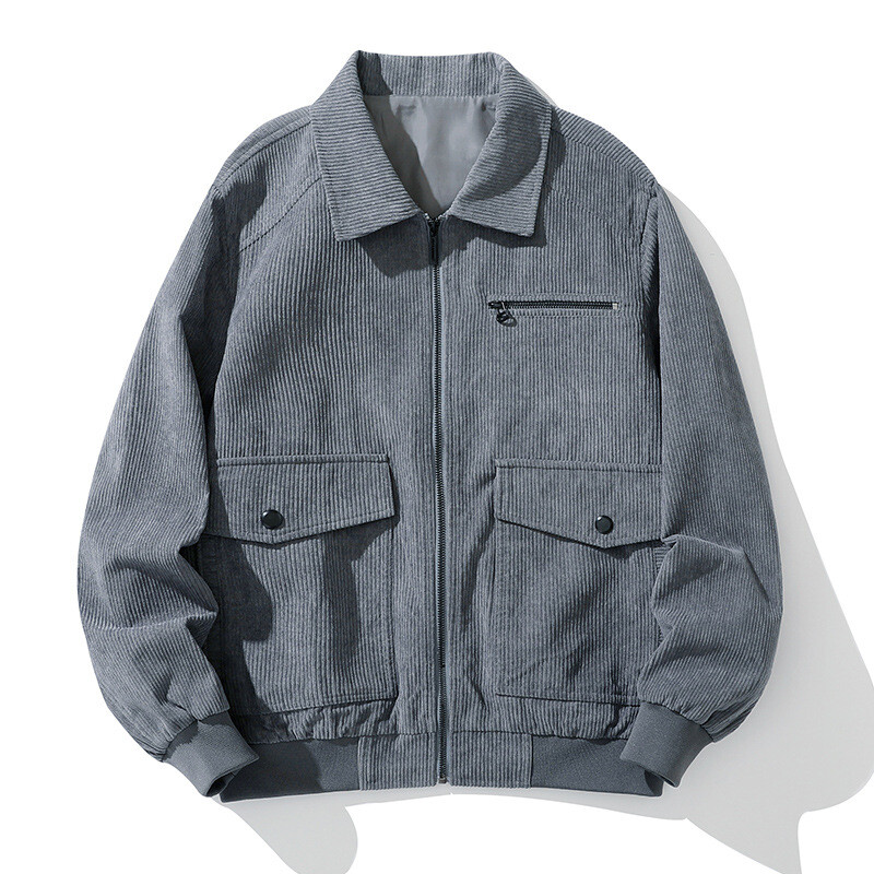 Retro Corduroy Autumn And Winter Men's Clothing Thick Loose Pockets Casual Lapel Jacket