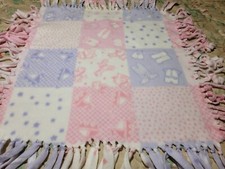 Infant Unsex Pink Square and Blue Square Fleece Quilt