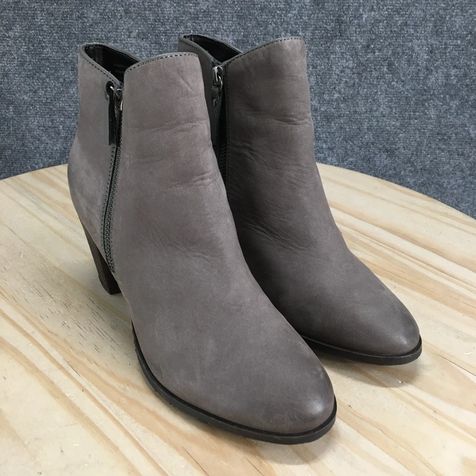 Mia Botas Mujer 8 M Maddock Botines Taupe Gris Cuero Tacones Bloque Informales Foto 3 de 4