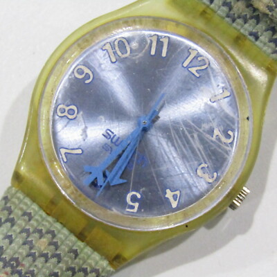 Swatch Watch ''Cold Kiss'' GE401 2003 Canvas Strap  Snowflakes *Crystal Scratched*