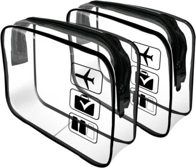 Clear Travel Toiletries Bag, 2 Pcs TSA Approved Toiletry Bag with Zippers Trave