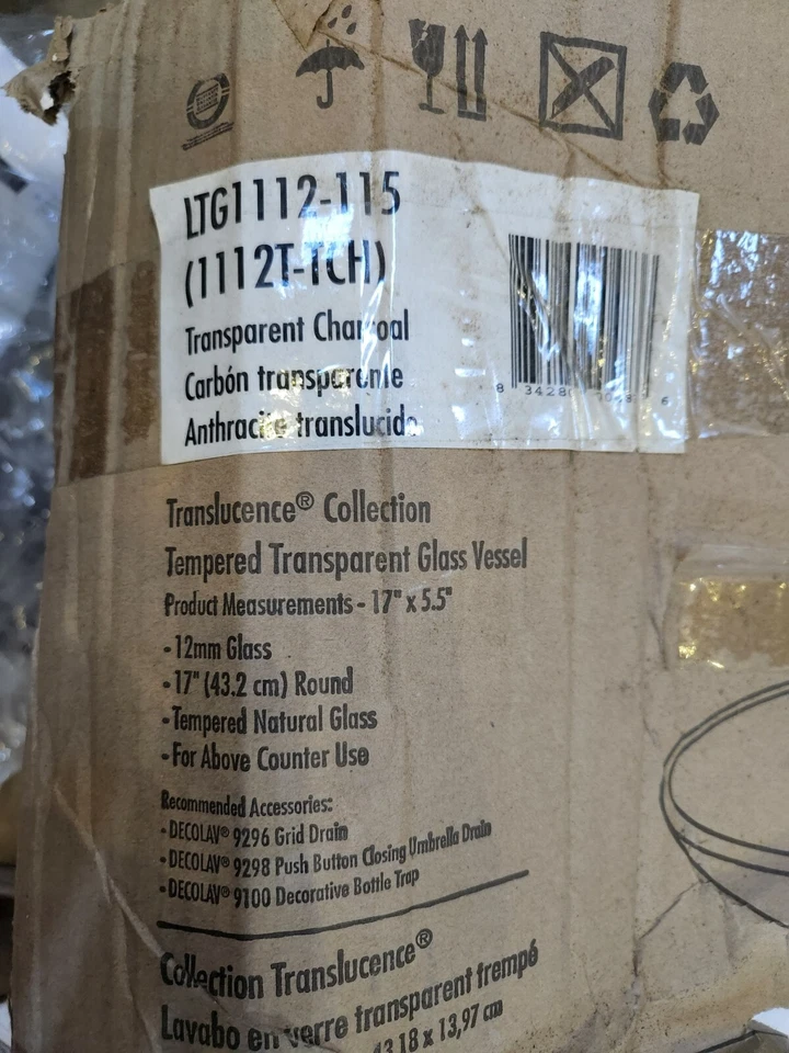 Decolav Transparent Charcoal Vessel Sink ltg1112-115 - Image 2 of 2