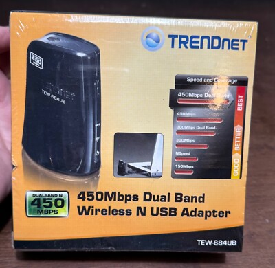 NEW Trendnet TEW-684UB 450MBPS Dual Band Wireless N USB Adapter **Sealed