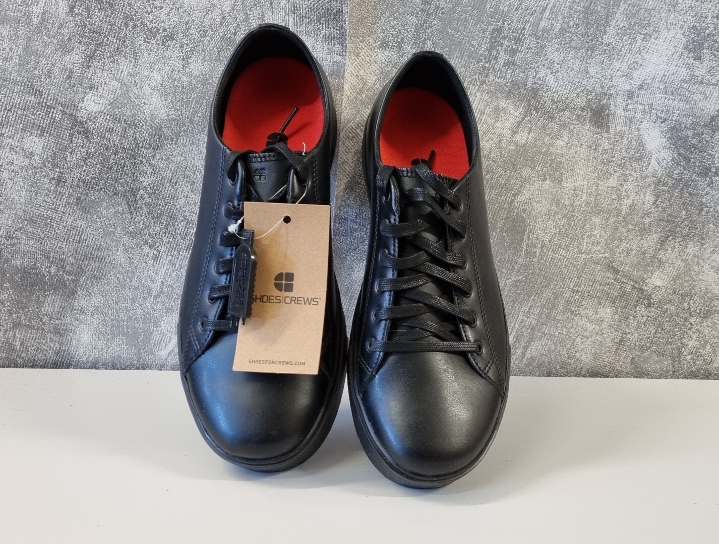 Ladies SHOES FOR CREWS BNWT Black Leather Sneaker Work shoes UK Size 9