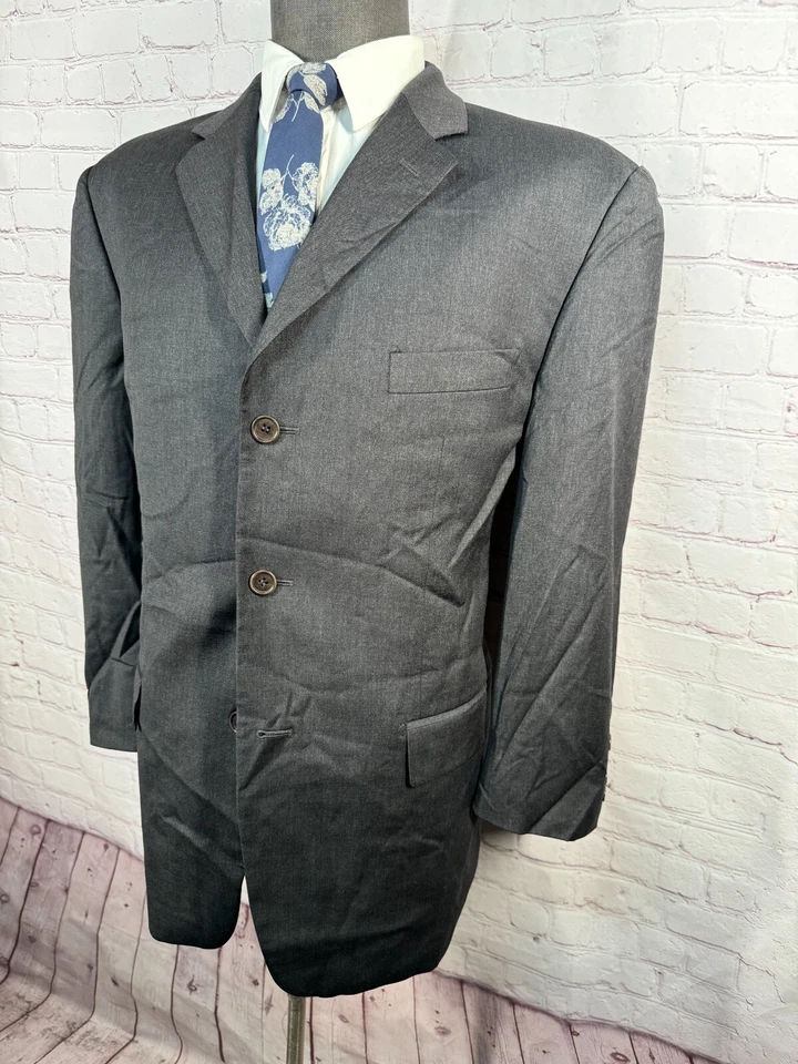 PRINCIPE Hombres Gris ITALIANO Lana Calce Clásico 2 Piezas Traje 42R Chaqueta 37x30 Pantalón Foto 3 de 4