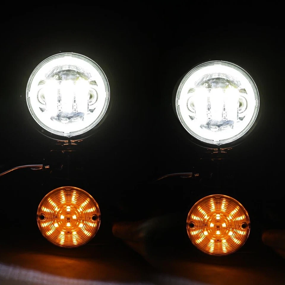 4.5" LED Passing Turn Signal Lights Bracket For Heritage Softail Classic FLSTC - Image 3 of 4