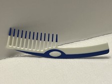 Vintage Goody Wide Tooth Detangle Hair Super Comb w Handle Color Dip Blue White