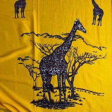 NEW Bright Yellow Giraffe Print Pashmina Scarf, Fringe Edges, 45" x 62"