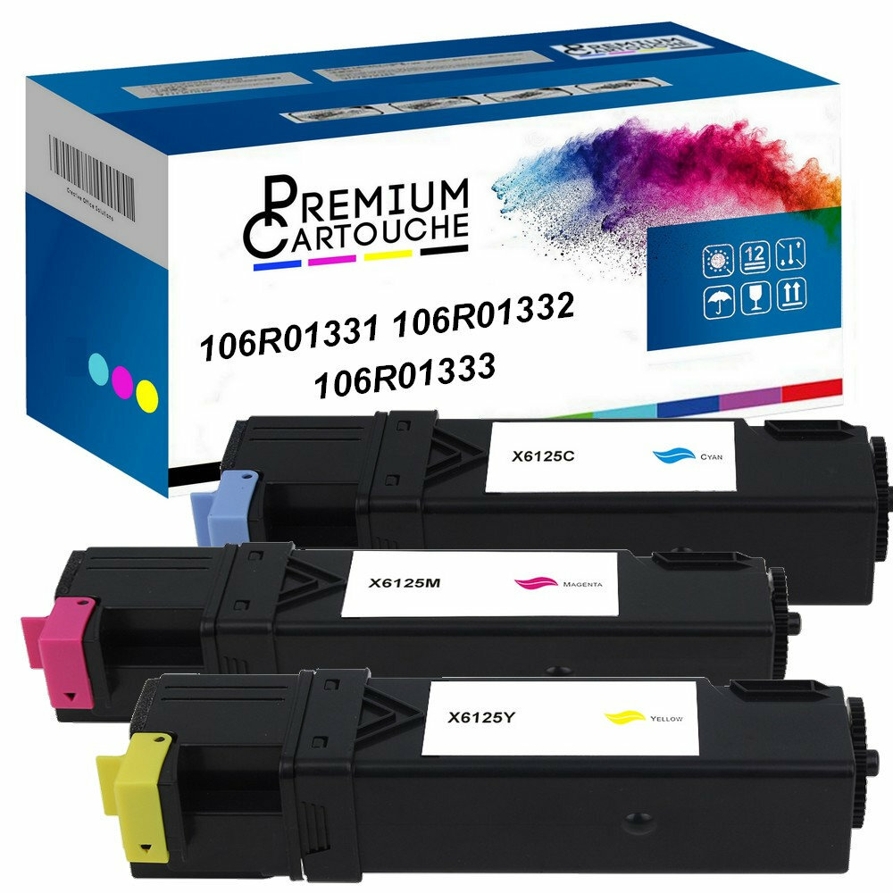 Cartouche toner 106R01331 compatible Xerox Phaser 6125 pack de 4 couleurs pour imprimante bureau