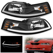 Black Led Drl Headlights For 1999-2004 Ford Mustang Gt Svt Cobra Leftright Side Black Led Drl Headlights For 1999-2004 Ford Mustang Gt Svt Cobra Leftright Side