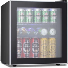 Mini Fridge Cooler - 60 Can Beverage Refrigerator Glass Door