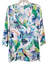 La Blanca V-Neck Swimsuit Beach Cover Up Size Small Tropical Floral Print