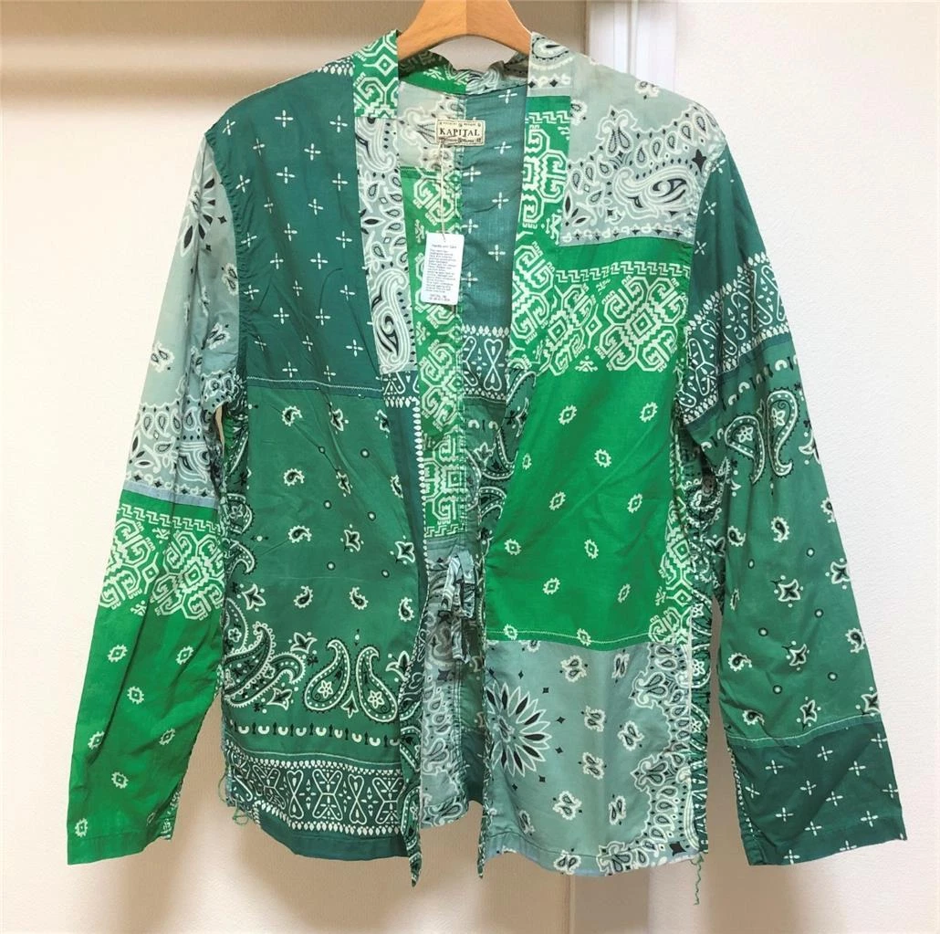 KAPITAL BANDANA PATCHWORK kakashi SHIRT green brand new made in