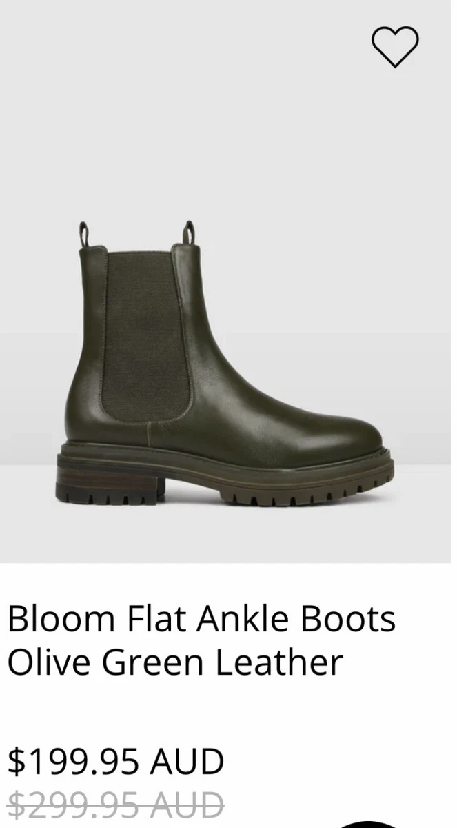 Green flat ankle boots sale