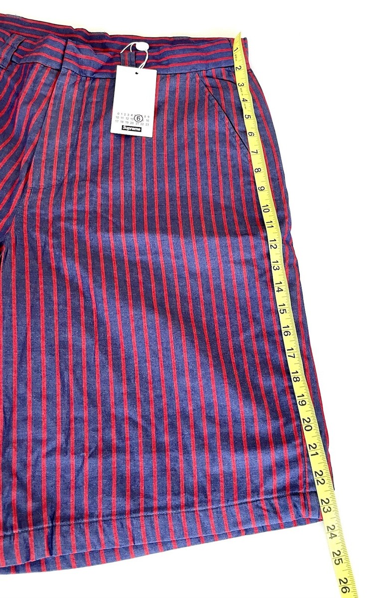 Supreme MM6 Maison Margiela Padded Shorts Navy Stripe Size Supreme MM6 Maison Margiela Padded Shorts Navy Stripe Size