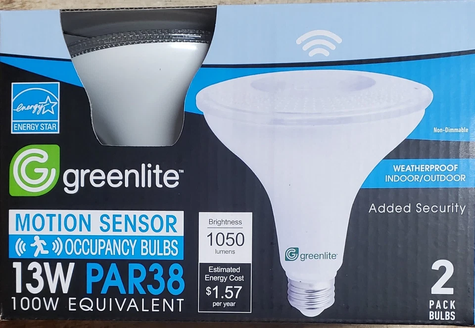 2 Pack LED Motion Sensor Light Bulbs 13W  3000k  100 Watt Equivalent 1050 Lumens - Image 2 of 3