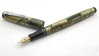 VINTAGE MABIE TODD SWAN FOUNTAIN PEN IN GRAY SNAKESKIN SPRINGY 14K GOLD FINE NIB