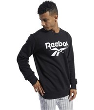 Reebok Mens Classic Vector Crew Sweatshirt, Black, Medium