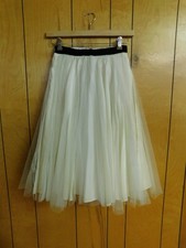 Vintage White w/ Black Netting Nylon Petticoat Skirt Waist 36" Zipper