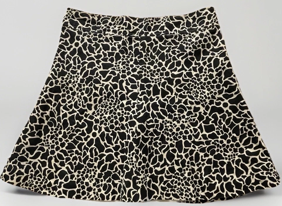 Falda de lino con estampado de jirafa Merona para mujer talla 12 forrada oficina completa academia preppy Foto 2 de 4