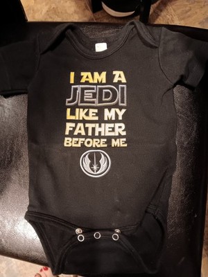 STAR WARS Baby one piece I AM A JEDI LIKE MY FATHER BEFORE ME 6/12 mth EUC