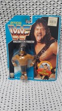 WWF Hasbro Blue Card Headshrinker Samu Wrestling Figure WWE Vintage Card Wear