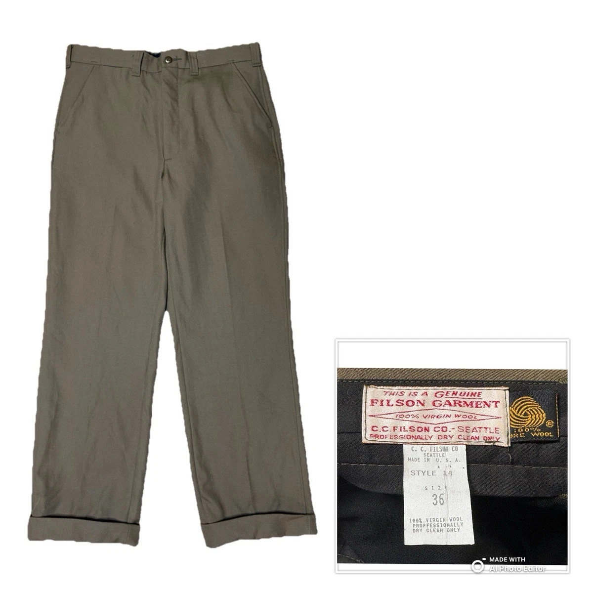 Filson Dry Shelter Cloth Pants - Men's, Made In USA, Otter Green Olive, Size Multiple, Button Closure, Classic Fit